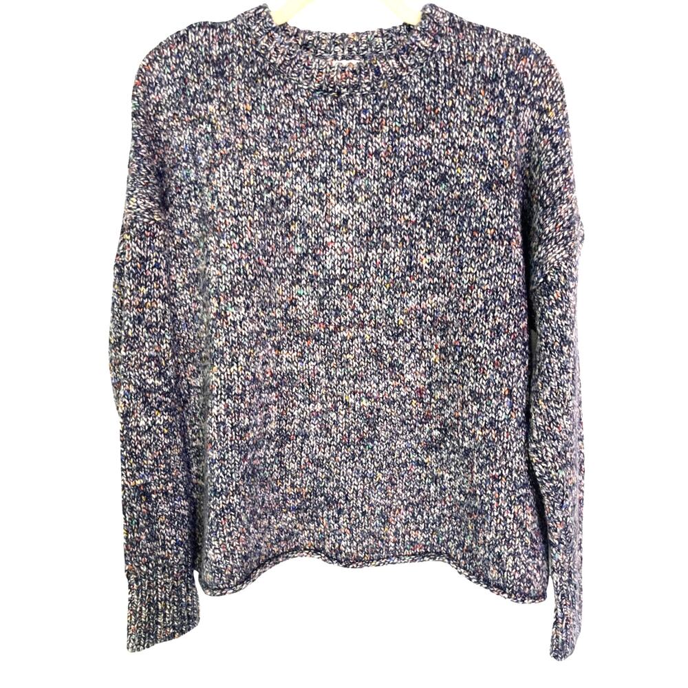 Universal Thread Speckled Knit Sweater Navy Multicolor Crewneck Pullover Size L